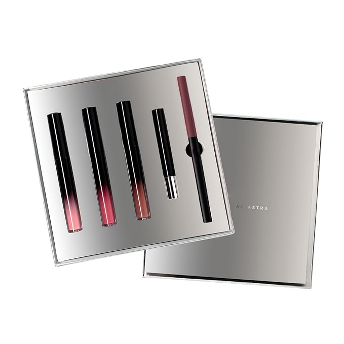 Hydrating Lip Makeup Collection for Women | 5-Piece Set with Lipstick Lip Liner | Long-Lasting Beauty Essential Set D One Size