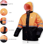 Rain Suit, High Visibility Reflective Safety Jacket, Lightweight Rain Gear, Waterproof Rain Jacket with Pants