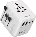 Hichain Universal Travel Adapter, 7-in-1 International Power Adapter 35W Fast Charging Adapter for Europe Plug Universal Power Block, GaN Travel Adapter Worldwide Portable Plug for EU, UK, US, AUS