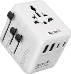 Hichain Universal Travel Adapter, 7-in-1 International Power Adapter 35W Fast Charging Adapter for Europe Plug Universal Power Block, GaN Travel Adapter Worldwide Portable Plug for EU, UK, US, AUS