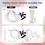 Oligei 25 Pcs Silicone Cable Ties, Cable Ties Reusable, High Elasticity Cord Wraps for Electrical Cords, Cord Organizer for Earphone, Phone Charger(White)