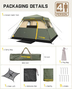 FanttikOutdoor Camping Tent 4/6/8/10 Person Instant Cabin Tent Setup in 60 Seconds with Rainfly & Windproof Portable with Carry Bag for Family Camping & Hiking, Upgraded Ventilation, Navy Blue