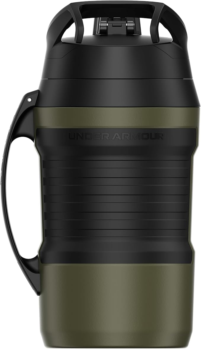 Under Armour Insulated Water Bottle with Handle & Fence Hook, Half Gallon Sports Water Jug, Leak-Resistant & BPA-Free for Baseball, Football & Gym - Marine OD Green, 64oz