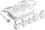 TESSAN 220V to 110V Voltage Converter, Universal Travel Power Adapter Combo with International Plug (Type C/G/D/I/L), 2AC 4 USB Ports(1 USBC)，230W Max Step Down Transformer for US to Europe
