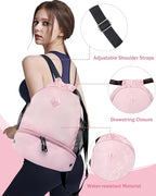 RHDZO Drawstring Backpack Gym Backpack with Shoe Compartment for Men Women String Sports Bag with Wet Pocket Cinch Swim Beach Bag, Large Pink