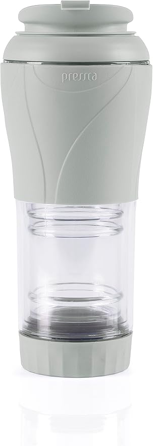 Pressca - Portable Coffee & Tea Maker - Thermal Coffee & Tea Infuser, French Press, Single Serve Coffee Maker, BPA Free - Home & Kitchen Accessories & Utensils - 12 fl oz, Gray