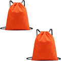 2-Pack Waterproof Drawstring Backpacks, Soccer-Texture Oxford Fabric, 16.9" × 13.8", Lightweight 0.19 lb Each, No Eyelets, Gym & Marathon Gear Sacks(Orange)
