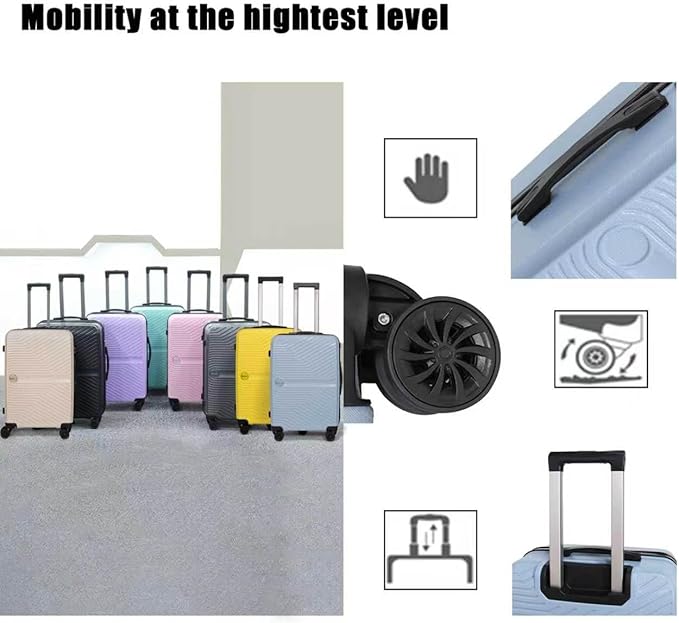 Luggage Set 3 Pieces -Suitcase Set - Luggage with Wheels - Check-in Luggage - PC + ABS Durable Suitcase Rotating Silent Wheels 3-Piece 20/24/28 yellow (blue)