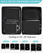 Gonex Compression Packing Cubes, 5pcs Expandable Storage Travel Luggage Bags Organizers with Laundry Bag (Black)