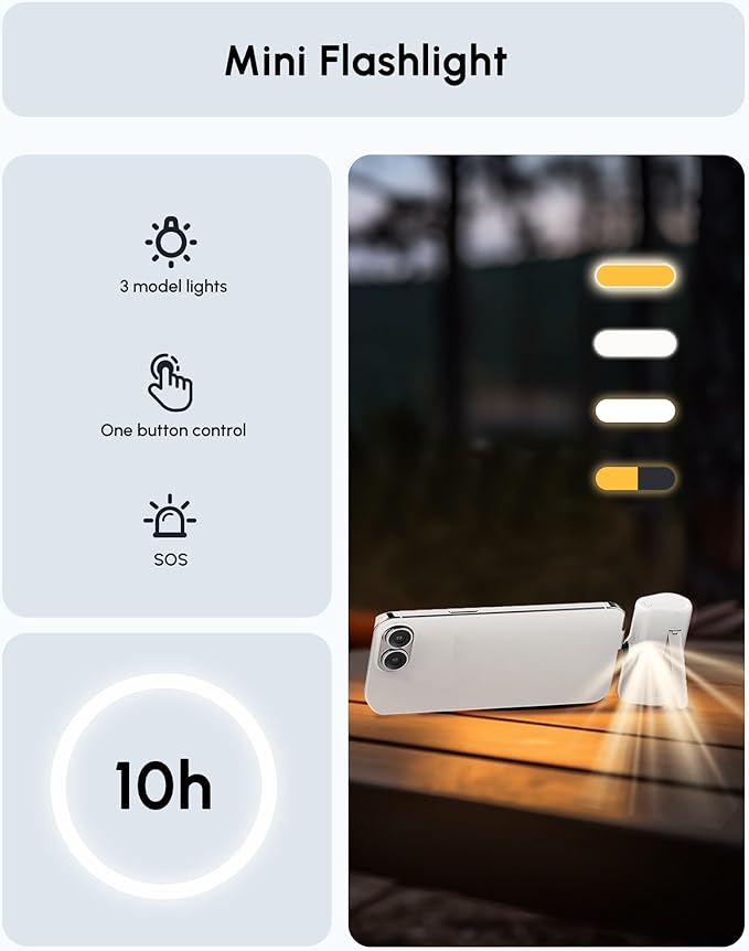 USB C Portable Phone Charger for iPhone 17 Pro Max, Mini Power Bank 5000mah with Digital Display & Duarable Kickstand for Type c Phones, Slim Backup Charger Battery for Samsung/Google-White