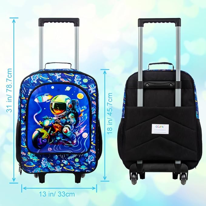 Boys Suitcase, 18" Kids Carry on Luggage With Wheels, Space Suitcases for Toddler Children(Black)