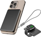 JUOVI Magnetic Wireless Power Bank Ultra-Slim 5000mAh Portable Charger 20W PD Fast Charging Mini Battery Pack with USB-C Cable Compatible for Magsafe Airpods i-Watch iPhone 16 15 14 Series (Black)