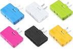 ETwinCoo 3 Way Flat Wall Outlet Extender, 2 Prong Mini Flat Wall Plug Adapter, Rotatable Flat Outlet Adapter(Easy Install & Safe), Type A,Multiple Color (6 Pack)