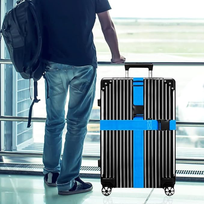 Luggage Straps for Suitcases TSA Approved-2 Pack Bright Personalized Luggage Belt Strap for Suitcase/Carry On Bag Luggage Accessories for Travel (SkyBlue)