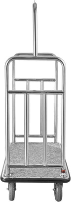 VEVOR Hotel Luggage Cart, Brushed Stainless Steel Finish Bellman's Cart, 1200 LBS Valet Cart with Grey Carpeted Deck and 8-inch Rubber Wheels, Ideal for Hotels, Condos, Resorts, Silver