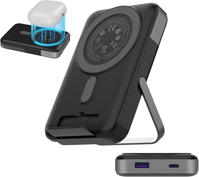 NOBIS for Magsafe Battery Pack 10000mAh, Dual-Foldable Wireless Magnetic Power Bank with LED Display Magnetic Portable Charger 22.5W PD Fast Charging Type C in&Out for Phone 16 S25