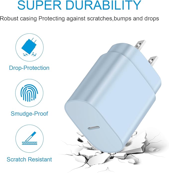 Type C Charger Fast Charging for iPhone 16 15,USB C Samsung Chargers Block 25W Super Fast Wall Chargers for Samsung Galaxy S25/S24 S23 S22 S21/iPhone 16/16 Pro Max/15/15 Pro Max,Android Charger(Blue)