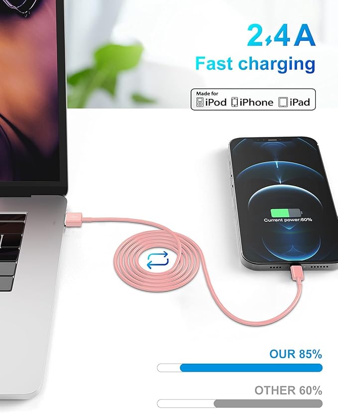 4 Pack [Apple MFi Certified] Apple Charging Cables 3ft, iPhone Chargers Lightning Cable 3 Foot, Fast iPhone Charging Cord for iPhone 14/14Pro/13/13Pro/12/11/11Pro/11Max/ X/XS/XR/XS Max/8, ipad(Pink)
