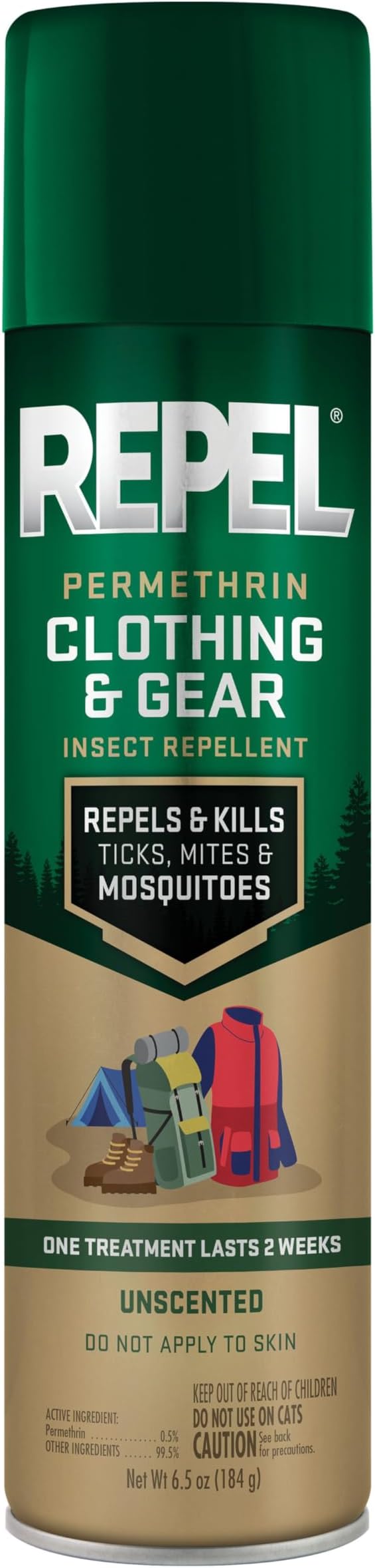 Repel Permethrin Clothing And Gear Insect Repellent, 6.5 Ounces, Aerosol Insect Repellent For Clothing And Gear Including Nets, Tents, Sleeping Bags And Backpacks