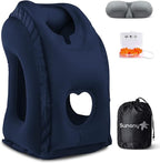 Sunany Travel Pillow, Inflatable Neck Pillow Used for Airplanes/Cars/Buses/Trains/Office Napping with Eye Mask/Earplugs (Blue)