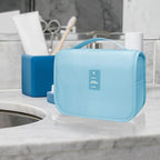 Lcsmaokin Large Capacity Toiletry Bag Travel Bag with Hanging Hook for Men and Women Waterproof Travel Cosmetic Bag Bathroom Storage Bag for Brushes Set, Full-Sized Shampoo,Accessories(Baby Blue)