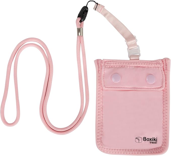 Hidden Travel Bra Wallet for Women - Money Pouch & Secret Pocket for Keys, Money & Valuables - Under Clothes Travel Pouch, Undercover Bra Stash - Pink