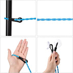 2 Pieces Travel Clothesline Portable Retractable Clothesline with Hooks and Suction Cups Camping Accessories Cruise Essentials for Outdoor and Indoor Use (Black, Blue)