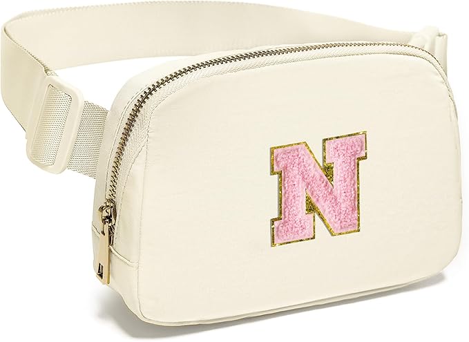 Gitus Personalized Gifts Birthday Gifts for Girls Fanny Pack Cross Body Bags with Initial Letter Preppy Stuff Gifts for Her Girlfriend Wife Sister Friends Mom (Ivory-N)