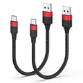 Short USB to USB C Cable, 2 Pack USB C Cable 1ft, Braided 12 inch Short USBC Cable 3A Fast Charging for iPhone 17 16 15 Pro Max, Samsung Galaxy S25 S24 S23, Pxiel 10 9
