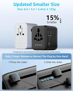 Universal Travel Adapter, International Travel Plug Adapter with 3 USB-C ＆ 2 USB-A Ports 35W, All in One Portable Socket, for USA, UK, EU, AU ＆ 224+ Countries (Black)