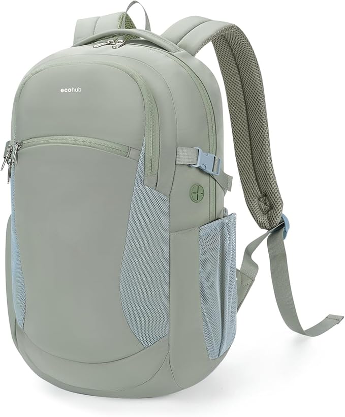 ECOHUB 17" Laptop Backpacks with Laptop Compartment Work Backpack Women Lightweight & Water Resistant Travel Backpack,Green