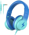 Candy Bila Kids Headphones, Wired Headphones for Kids with Microphone, 85/94dB Volume Limiter Headphone for Girls Boys, Foldable Headphone for Online Study, Gradient Blue