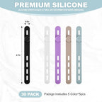30 Pcs Cable Ties ，Silicone Cable Ties, Reusable Cord Organizer for Charger Cables, Hair Dryer, Home & Office, Flexible Cord Wraps for Electrical Wires (30 Pcs Cord Organizer)