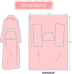 Solaris Travel Wearable Blanket with Sleeves, 2 in 1 Packable Airplane Pillow Blanket for Adult Women Men, Soft Cozy Warm Snuggy Body Blanket for Outdoor Indoor Home Lounge, Pink
