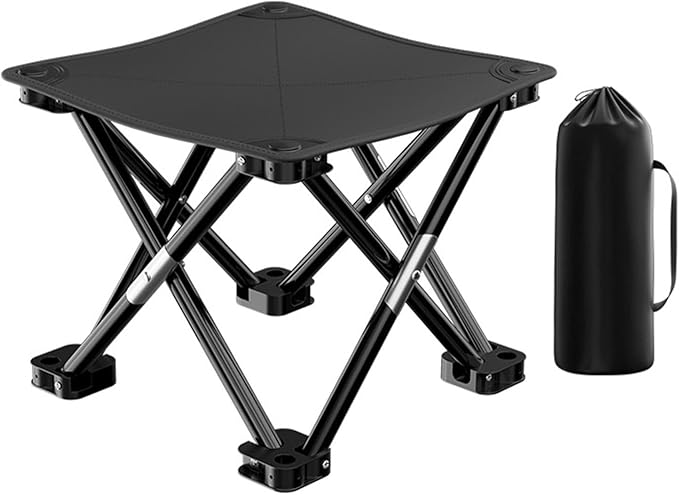 iayokocc Portable Folding Camping Stool, Outdoor Camping Lightweight Small Chair for Gardening Fishing BBQ Hiking and Beach, Stool Seat with Carry Bag(Black)