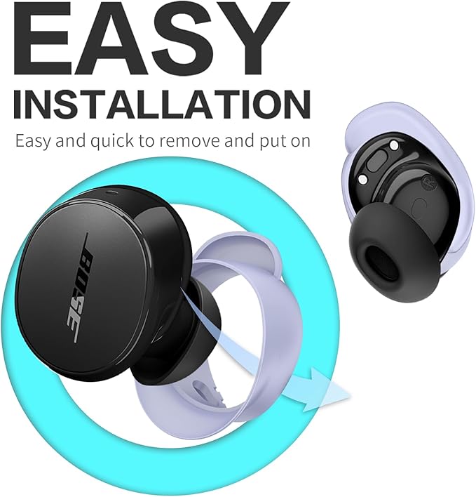 [3 Pairs] Ear Tips Covers for New Bose QuietComfort Earbuds, Sport Anti-Slip EarTips Silicone Anti Scratches Replacement Ear Covers Earbuds Accessories (S/M/L) (Purple)