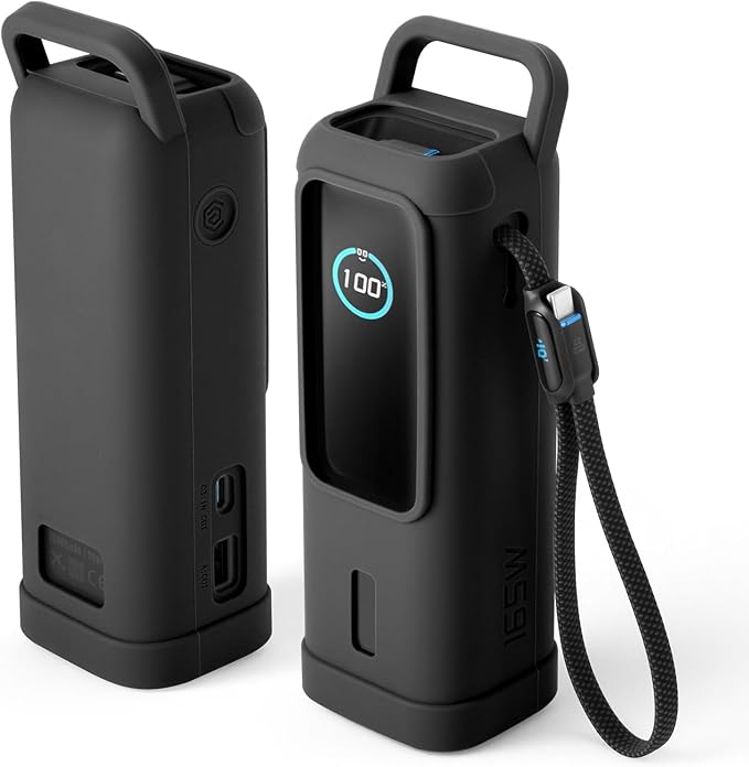Silicone Case for Anker Laptop Power Bank 25,000mAh Portable Charger, Travel Protective Cover Compatible with Anker Power Bank 165W (Black Case Only)