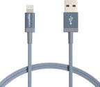 Amazon Basics 2-Pack USB-A to Lightning Cable, Apple MFi Certified, Nylon Braided Cord for iPhone 14 13 12 11 X Xs Pro, Pro Max, Plus, iPad, Data Sync, 3 Foot, Dark Gray