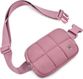 WESTBRONCO Puffer Fanny Packs for Women Quilted Nylon Waterproof Belt Bag with 2 Zipper, Puffy Crossbody Bag with Adjustable Strap, 1L Waist Bag for Travel Daily