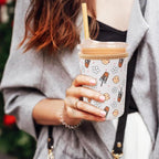 Reusable Insulated Neoprene Iced Coffee Cup Sleeve, Durable Drink Sleeve for Cold Beverages, Beverage Holder for Iced Coffee, Beige Coffee