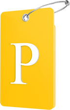 Gostwo 2 Pack Luggage Tags for Suitcases, 26 Initial Letter Travel Luggage Baggage Identification Labels ID Tag Fully Bendable Tags with Stainless Steel Loop (Yellow) (Letter P)