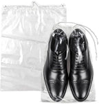 Clear LDPE Drawstring Bags (25 Pack) (13.75" x 17.5") 2 Mil Disposable Transparent Plastic with Double Cotton White Strings. Shoe Bags for Travel Large Storage Organizers Pouch (25)