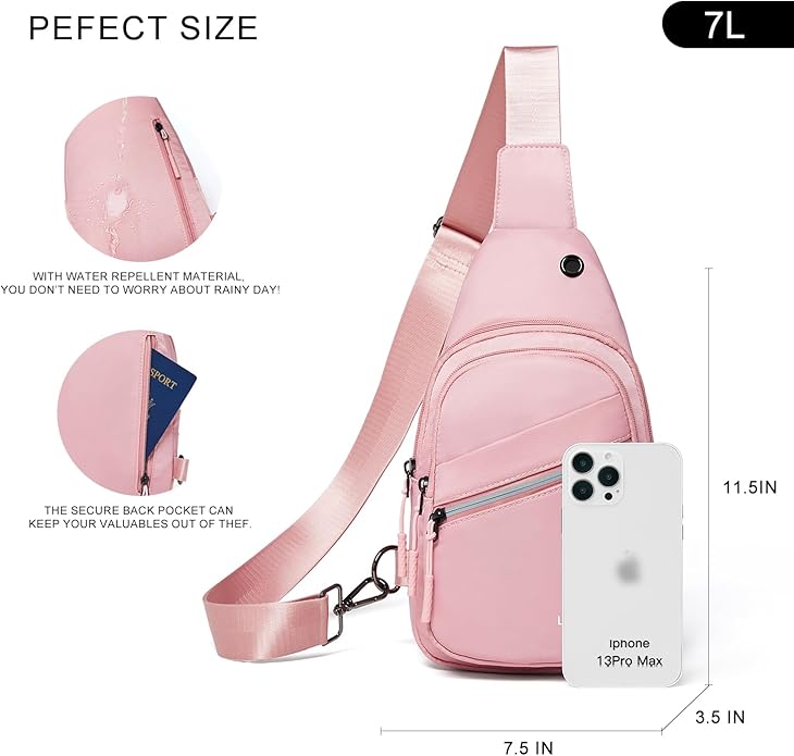 LATMAP Sling Bag For Women Faux Leather Small Casual Daypack Backpack Fanny Pack Crossbody Chest Bags Purse