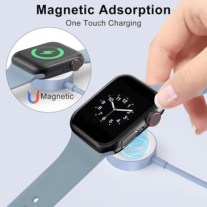 2Pack Blue for Apple Watch Charger USB Magnetic Wireless Fast iWatch Charger Portable Compatible with iWatch Ultra/Series 9/8/7/6/SE/SE2/5/4/3/2/1-[3.3FT]