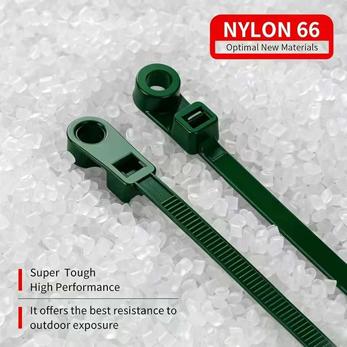 200 PCS 8 inch Green Zip Ties with Screw Hole 70lbs Mountable head Cable Ties Straps Multipurpose Heavy Duty Nylon Cable Zip Ties with Screw Mounting Hole