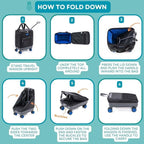 Handy Sandy Roler Bag, Fold Flat Patent Reusable Grocery Bag On Wheels, Shopping Trolley, Rolling Tote, Zipper Closure, Lightweight, Folds Flat -Blue