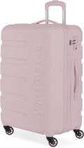 SwissGear 7366 Signature Hardside Expandable Luggage with Spinner Wheels, TSA Lock, Pink, Checked-Medium 23-Inch