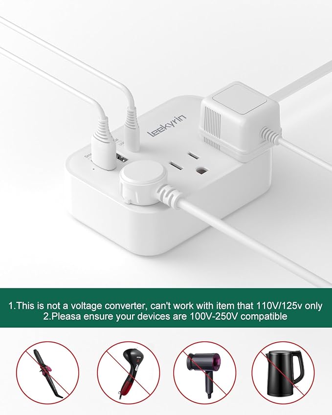 Italy Travel Plug Adapter, Type L Adapter for Travel with 3 Outlets 3 USB Ports (1 USB-C 3.4A), 3ft Wrapped Around Extension Cord, Power Adaptor for US to Italy Chile Rome Uruguay Milan Libya