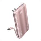 INIU 3-in-1 Portable Charger, 45W 10000mAh Fast Charging Power Bank, Built-in USB C Cable & Foldable Wall Plug, Travel Essentials, Battery Pack for iPhone 17 16 15 Series, Samsung, MacBook, etc. Pink