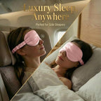 MATASSE 100% Mulberry Silk Sleep Mask 22 Momme Grade 6A - 3D Contoured Eye Mask for Sleeping, 14mm Deep Eye Cups, Total Blackout Blindfold for Women Men, Adjustable Strap, Side Sleeper (Pink/Black)